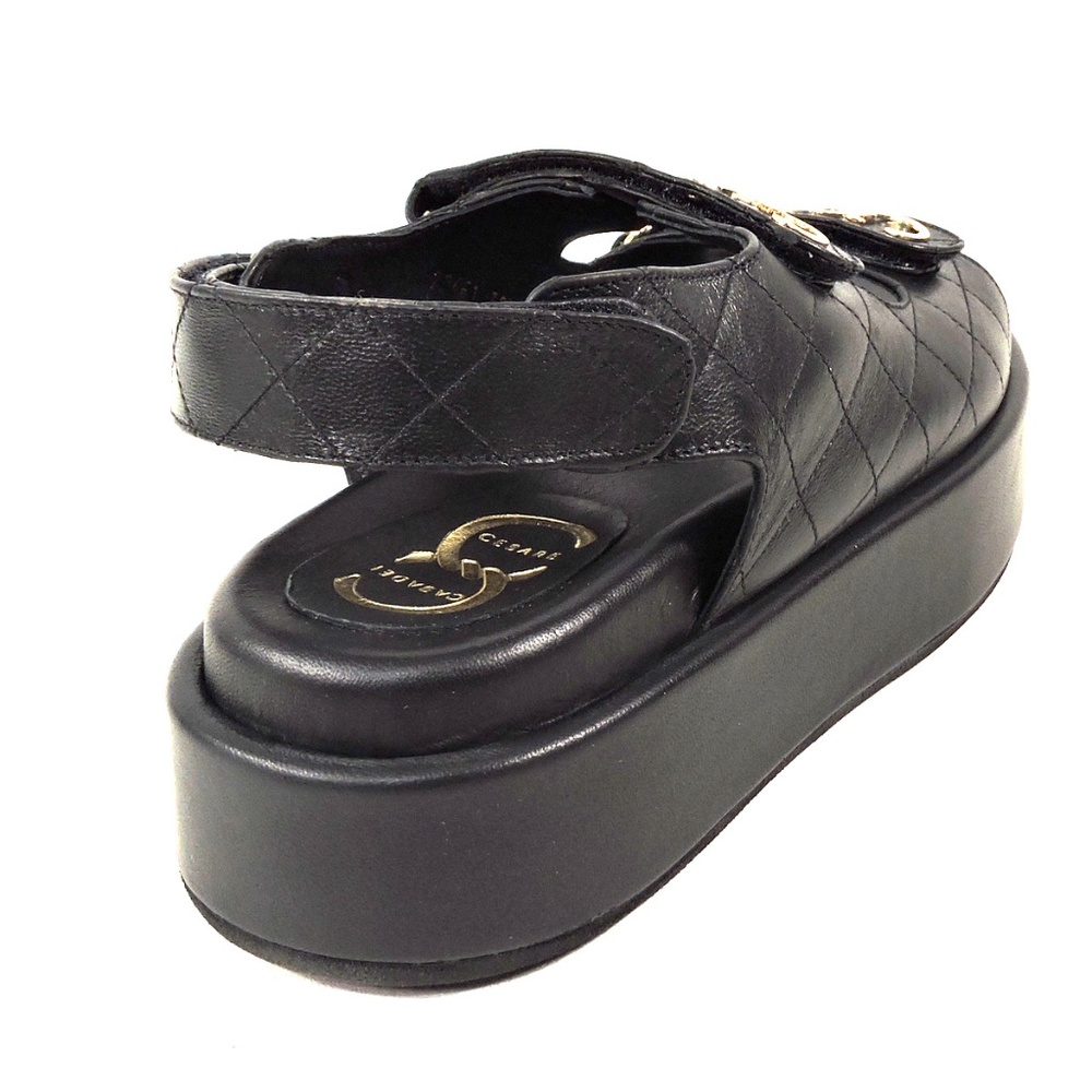 CASADEI 🇮🇹 WOMENS BLACK SOFT LEATHER SUMMER PLATFORM SANDALS - Picture 5 of 8